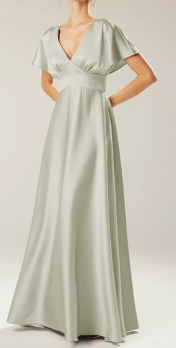 AW BRIDAL 4 S sage green Nora bridesmaid cocktail dama party maxi dress NEW B41